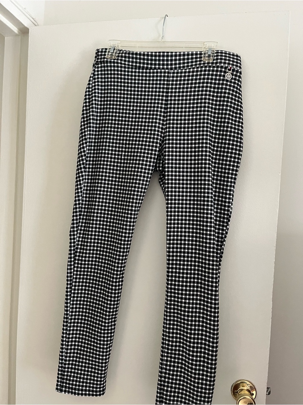 Tommy Hilfiger Women’s Black &White Check Slim Pants -Size L (See Measurements)